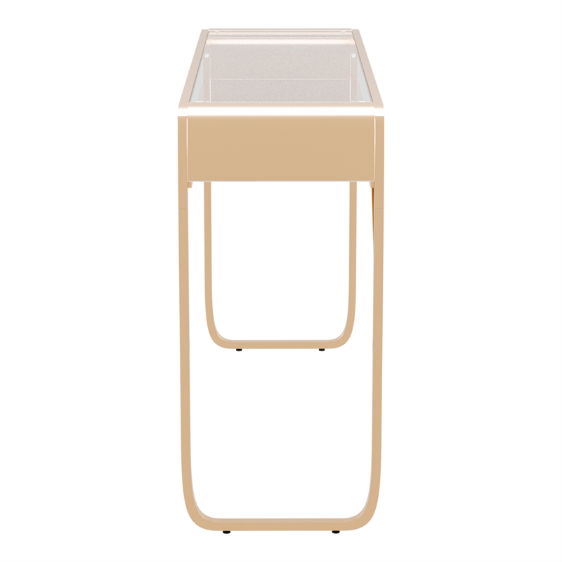 Furniture of America Mexller Contemporary Glass Top Console Table in Gold