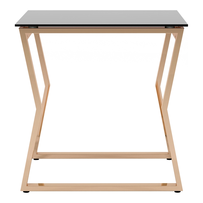 Furniture of America Abair 2-Piece Glass Top Nesting Table in Gold