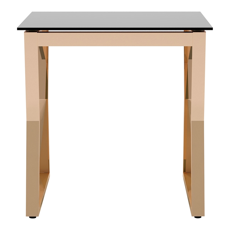 Furniture of America Abair 2-Piece Glass Top Nesting Table in Gold