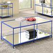 Furniture of America Mendry Metal 1-Shelf Coffee Table in Blue