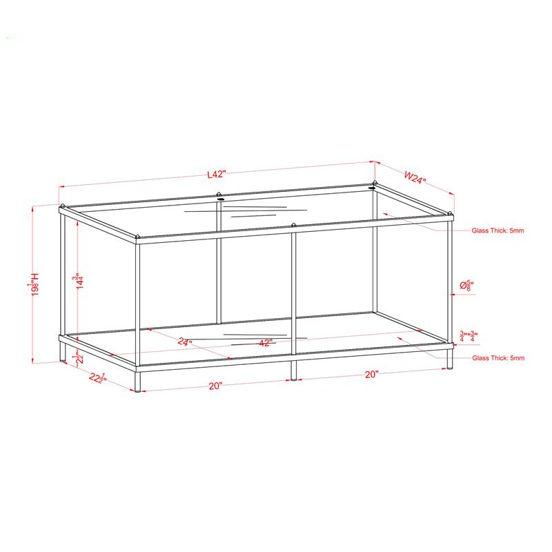 Furniture of America Mendry Metal 1-Shelf Coffee Table in Blue