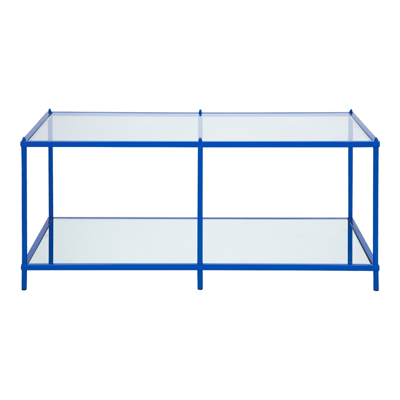 Furniture of America Mendry Metal 1-Shelf Coffee Table in Blue