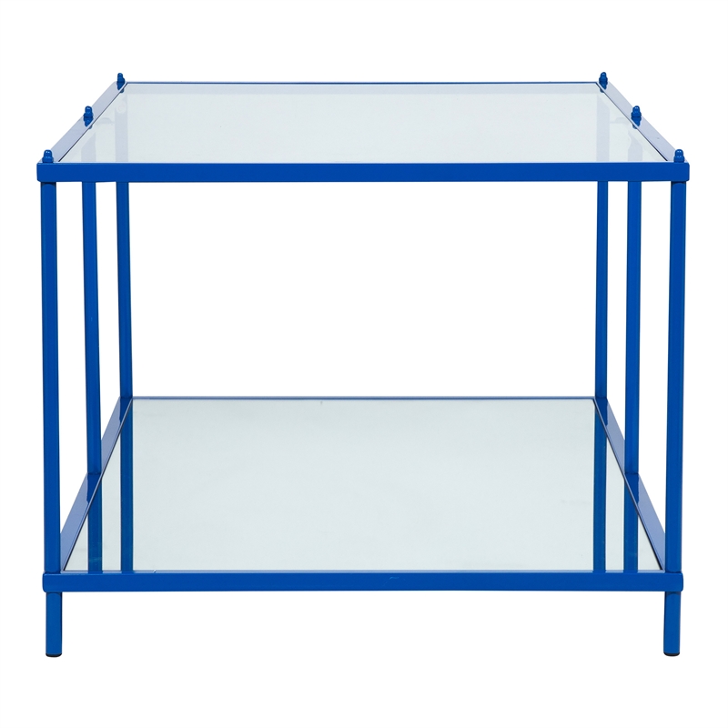 Furniture of America Mendry Metal 1-Shelf Coffee Table in Blue