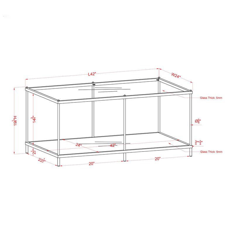 Furniture of America Mendry Metal 1-Shelf Coffee Table in Red