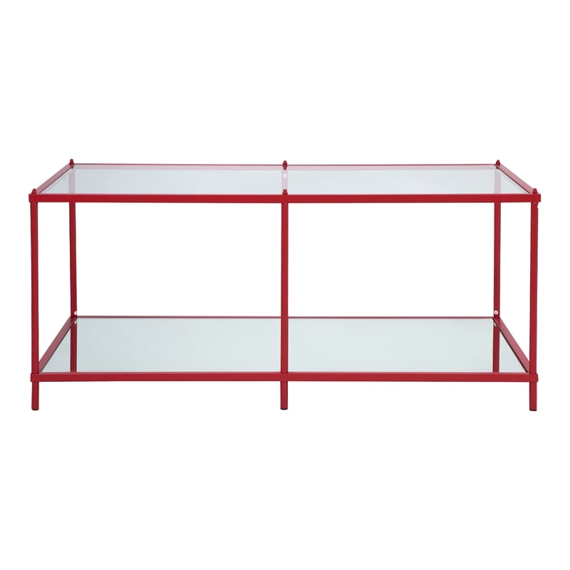 Furniture of America Mendry Metal 1-Shelf Coffee Table in Red