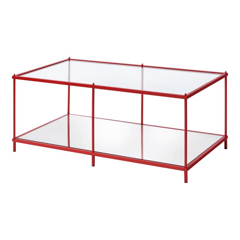Furniture of America Mendry Metal 1-Shelf Coffee Table in Red