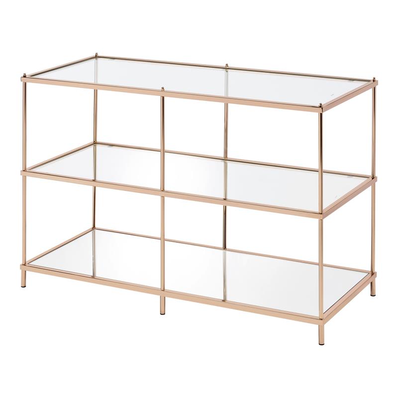 Furniture of America Mendry Metal 2-Shelf Console Table in Champagne Gold