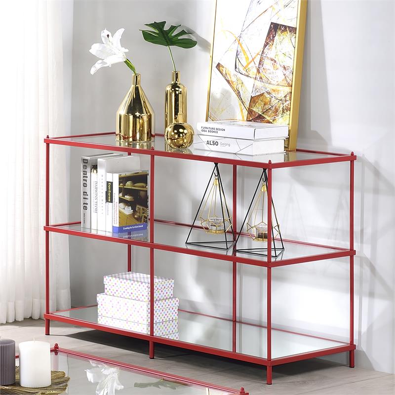 red metal console table