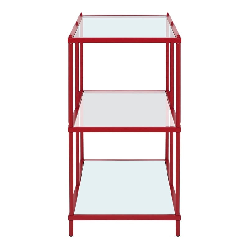 Furniture of America Mendry Metal 2-Shelf Console Table in Red