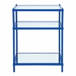 Furniture of America Mendry Glass Top 2-Shelf Side Table in Blue