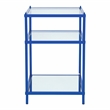 Furniture of America Mendry Glass Top 2-Shelf Side Table in Blue