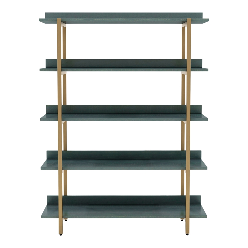 Furniture of America Teviot Contemporary Wood 5-Tier Bookshelf in Antique Blue