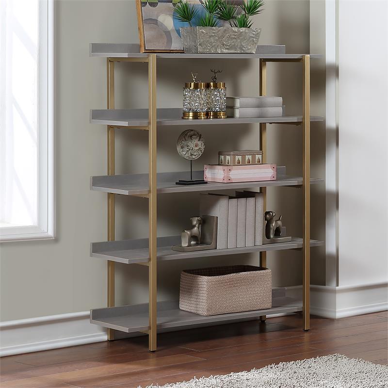 Furniture of America Teviot Contemporary Wood 5-Tier Bookshelf in Antique Gray