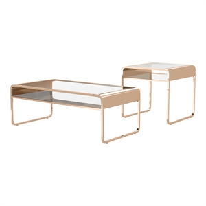 furniture of america mexller contemporary metal 2-piece coffee table set in gold