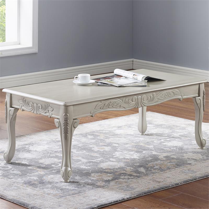 Furniture Of America Dowmer Wood Coffee Table Set In Antique White Idf 4549 3pk