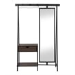 Furniture of America Loeff Metal Coat Stand with Mirror in Matte Black