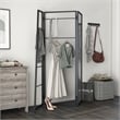 Furniture of America Andora Industrial Metal Coat Stand with Mirror in Black