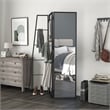 Furniture of America Andora Industrial Metal Coat Stand with Mirror in Black
