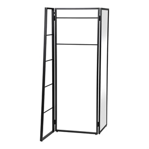 Furniture of America Andora Industrial Metal Coat Stand with Mirror in Black
