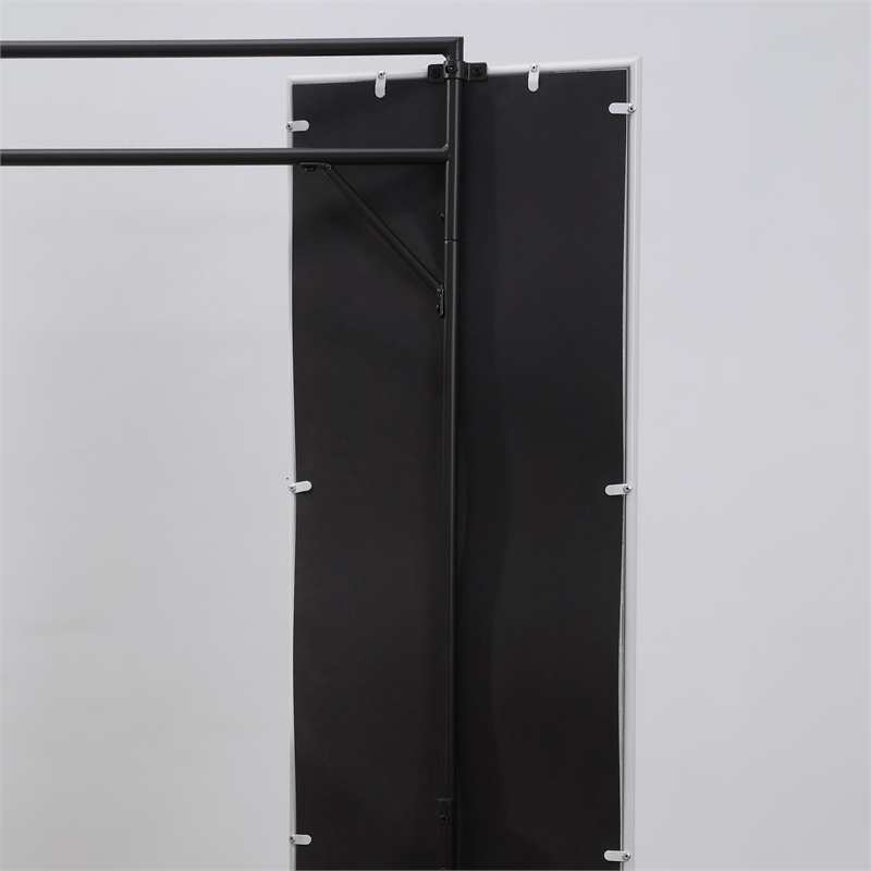 Furniture of America Jovie Industrial Metal Coat Stand with Mirror in White