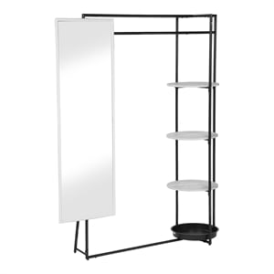 Furniture of America Jovie Industrial Metal Coat Stand with Mirror in White