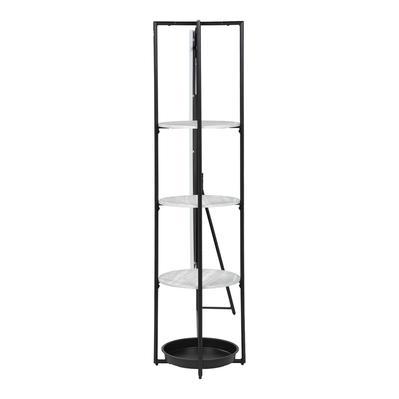 Furniture of America Jovie Industrial Metal Coat Stand with Mirror in White
