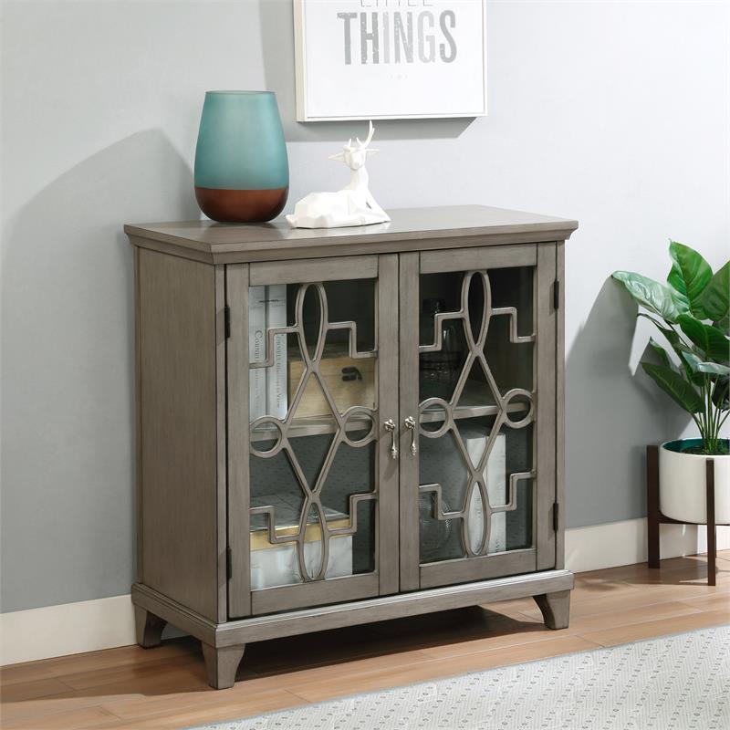 Furniture of America Garville Transitional Wood 2-Shelf Hallway Cabinet in Gray