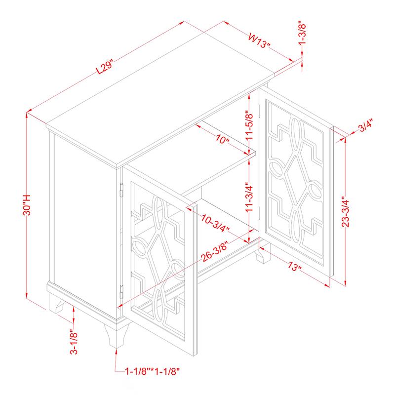 Furniture of America Garville Transitional Wood 2-Shelf Hallway Cabinet in Gray