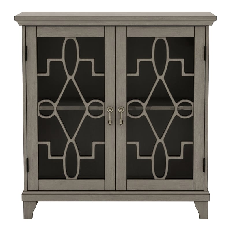 Furniture of America Garville Transitional Wood 2-Shelf Hallway Cabinet in Gray