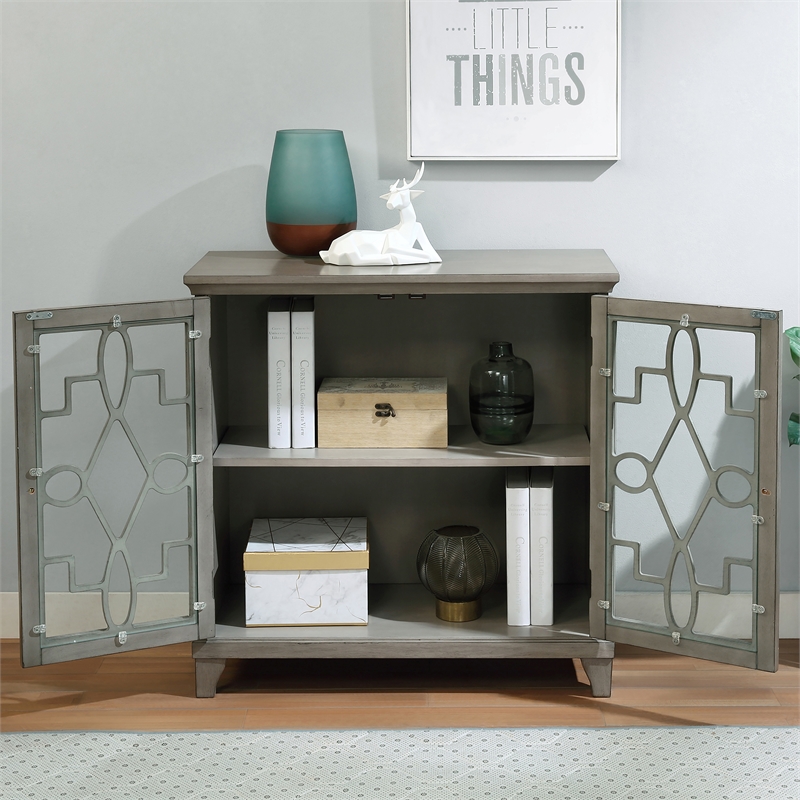 Furniture of America Garville Transitional Wood 2-Shelf Hallway Cabinet in Gray