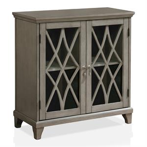 furniture of america mantego transitional wood 2-shelf hallway cabinet in gray