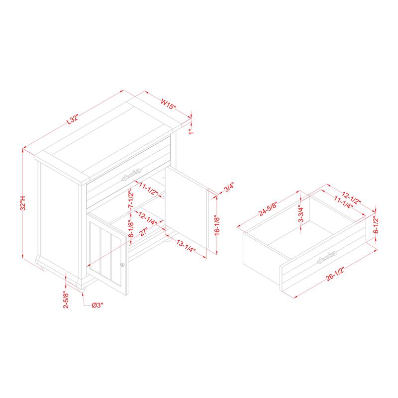 Furniture of America Bombas Wood 1-Drawer Hallway Cabinet in Antique White