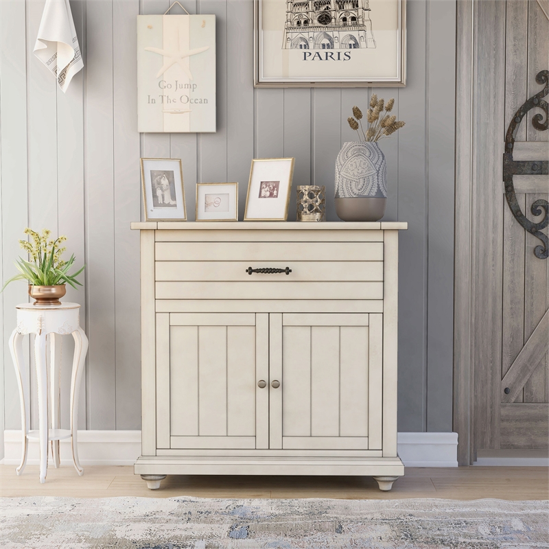 Furniture of America Bombas Wood 1-Drawer Hallway Cabinet in Antique White