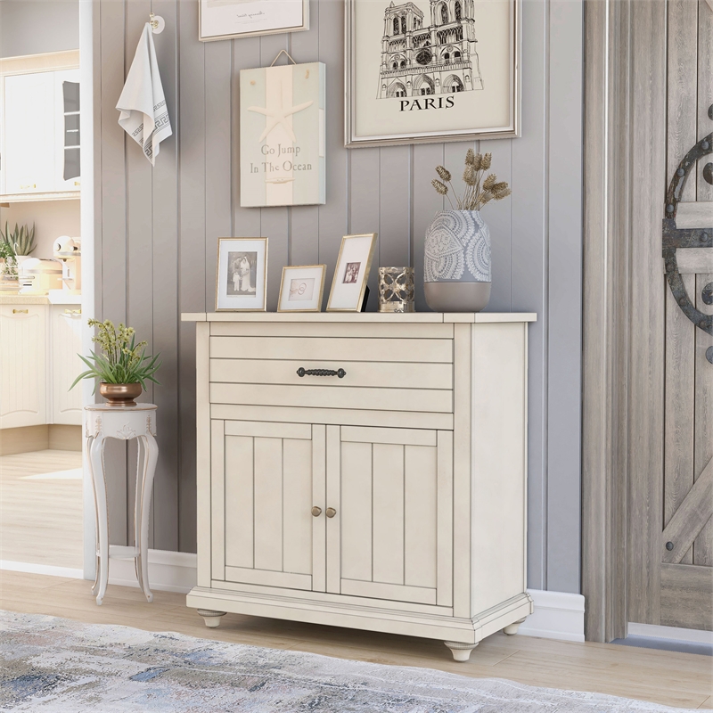 Furniture of America Bombas Wood 1-Drawer Hallway Cabinet in Antique White