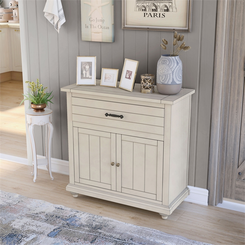 Furniture of America Bombas Wood 1-Drawer Hallway Cabinet in Antique White