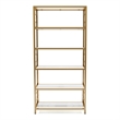Furniture of America Abair Metal 5-Shelf Bookcase in White and Gold