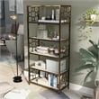 Furniture of America Abair Metal 5-Shelf Bookcase in White and Gold
