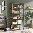 Furniture of America Abair Metal 5-Shelf Bookcase in White and Gold