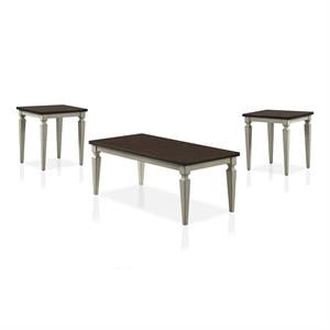 furniture of america condway 3 piece wood coffee table set