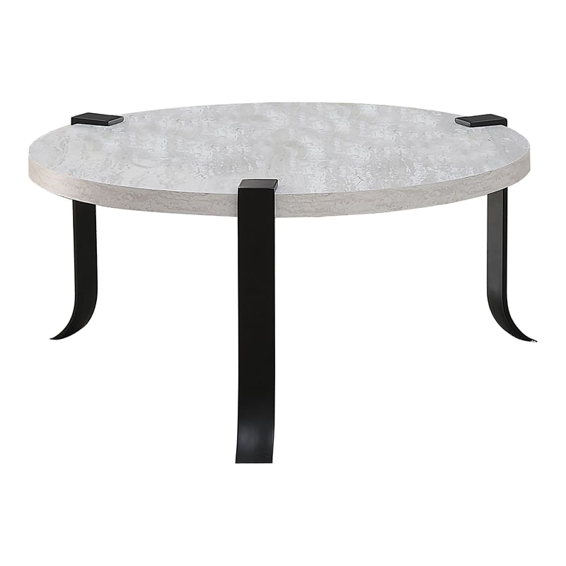 Furniture of America Marwell Metal 3-Piece Coffee Table Set in Antique White