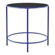 Furniture of America Keefer Contemporary Glass Top Side Table in Blue