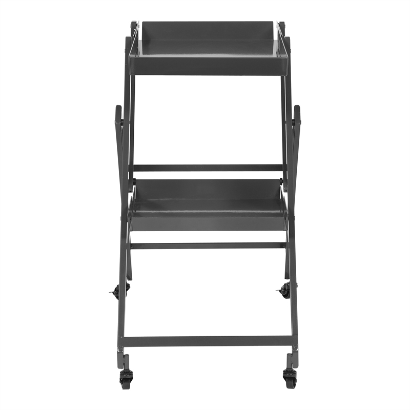 Furniture of America Prescotty Contemporary Metal Foldable Serving Cart in Black