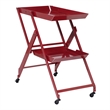 Furniture of America Prescotty Contemporary Metal Foldable Serving Cart in Red