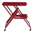 Furniture of America Prescotty Contemporary Metal Foldable Serving Cart in Red