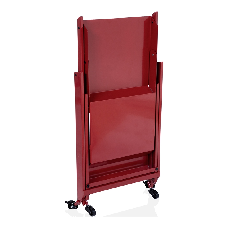 Furniture of America Prescotty Contemporary Metal Foldable Serving Cart in Red