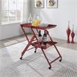 Furniture of America Prescotty Contemporary Metal Foldable Serving Cart in Red