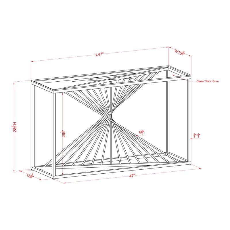 Furniture of America Jonnah Contemporary Glass Top Console Table in Gold