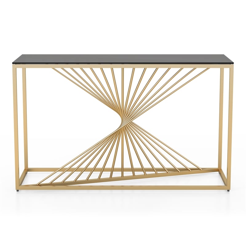 Furniture of America Jonnah Contemporary Glass Top Console Table in Gold