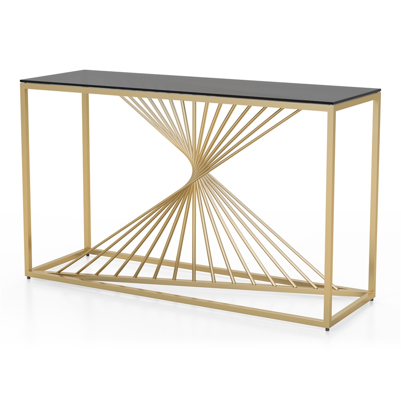 Furniture Of America Jonnah, Gold Console Table Glass Top