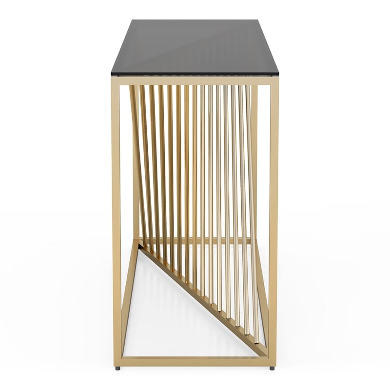 Furniture of America Jonnah Contemporary Glass Top Console Table in Gold